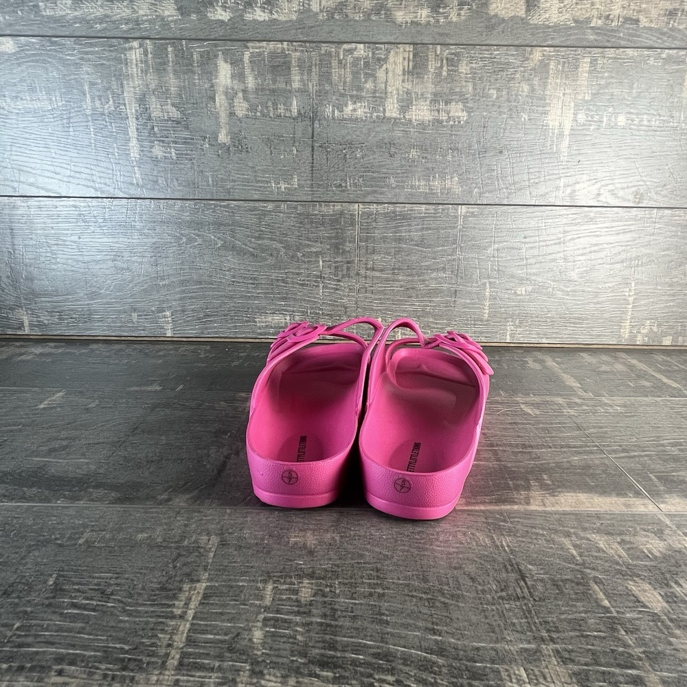 PrettyLittleThing Hot Pink Rubber Slides Buckle Sandals Womens US 7 Pool Beach - Picture 6 of 10
